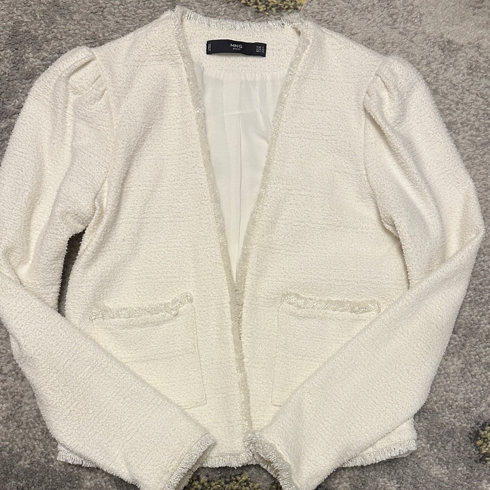 MNG BLAZER White Textured Blazer